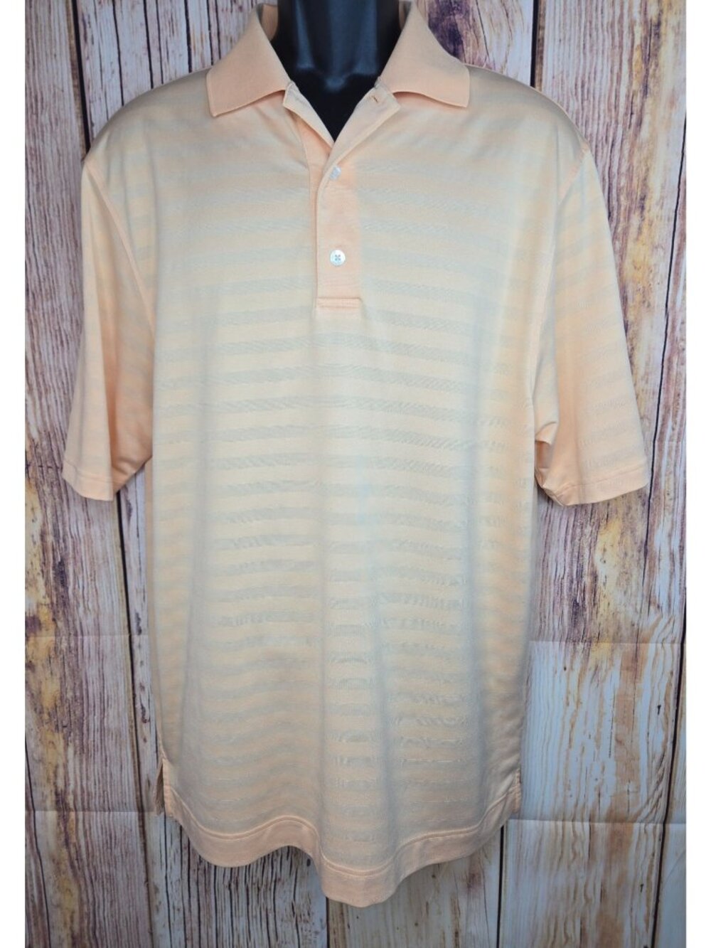 FootJoy Mens Peach Golf Striped Lisle Polo Shirt Size Large